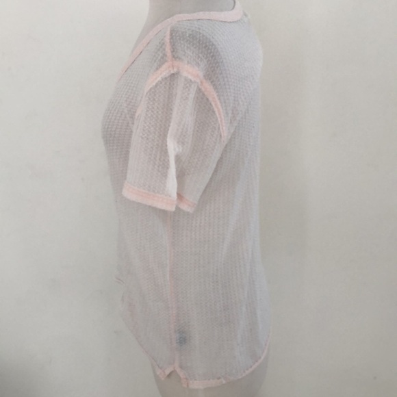 Vanilla star Pink semi-shear v-Neck T-Shirt - Size L - Picture 4 of 8